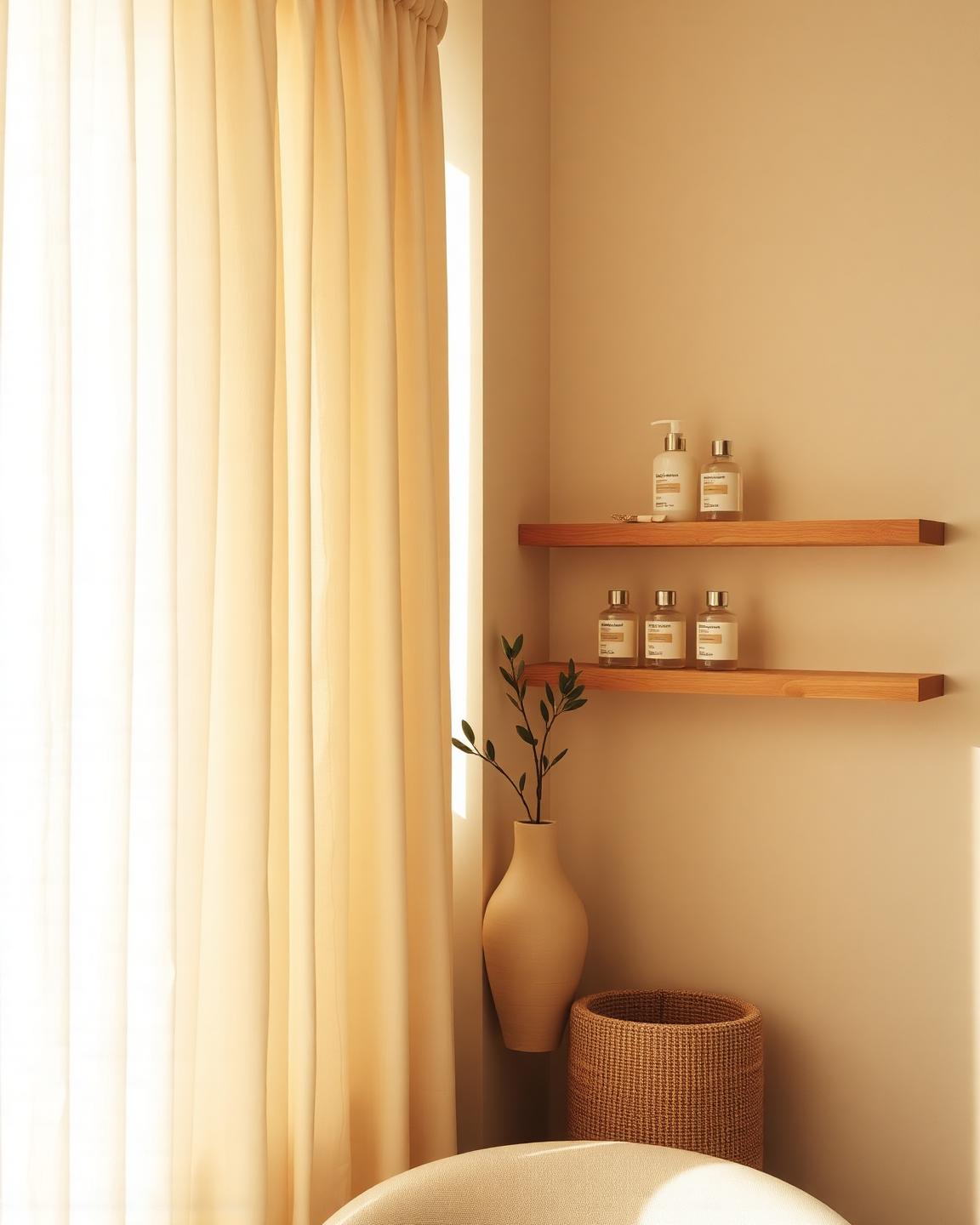 Interieur van Maison d'Elle salon met warm daglicht en olijftakken